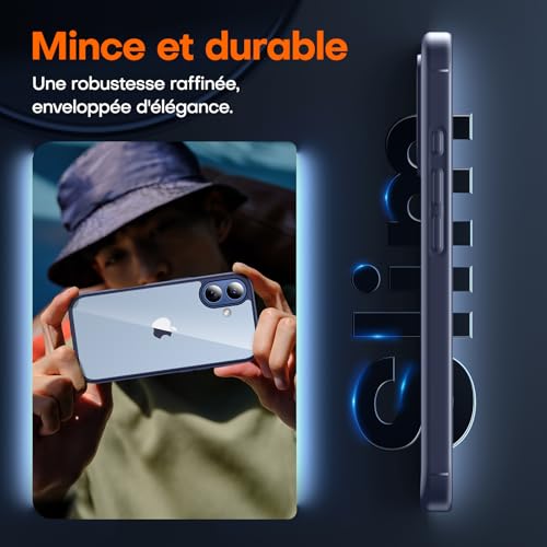 Coque iPhone 17 TAURI anti-choc mince avec protection écran bleue