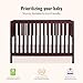 Dream On Me Synergy MOD 5-in-1 Convertible Full-Size Baby Crib with Toddler, Day & Full Bed Conversion in Auburn, GreenGuard Gold & JPMA, 3 Mattress Heights, Sustainable Pinewood