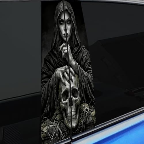 Image of Halloween Cars Body Horror Sticker, Classic Horror Movie Characters Peeking Decal Michae Waterproof Scary Vinyl Stickers for Bumper Car Decals 11in*18.89in (Shh Beauty)