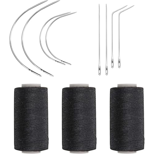 Strumenti per extension per capelli con filo e aghi tipo curva a C, set di aghi e filo, strumenti professionali per extension per capelli, per tessitura, cucito, decorazione, extension per capelli (11