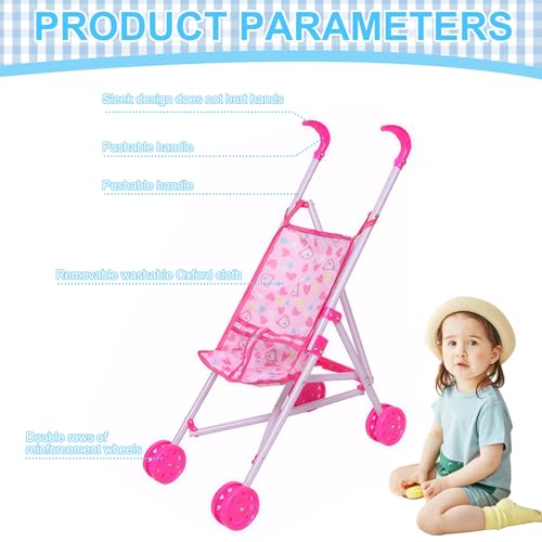 HoveeLuty Puppenwagen, 24, 9 x 49, 5 x 52, 1 cm, Faltbarer Puppenwagen mit stabilem Rahmen, Spielzeugwagen für Kleinkinder, Jungen, Mädchen, kleine Kinder – Bild 5