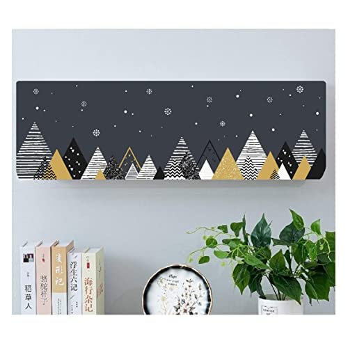 Image of DARSHANAM WORLD Beatiful Designer Ac Cover |Cutest Printed Air Conditioning Dust Cover For Indoor & All Type AC Split Covers |Colorfull Folding Designer Ac Cover (Black In White Triangle 1.5 Ton)