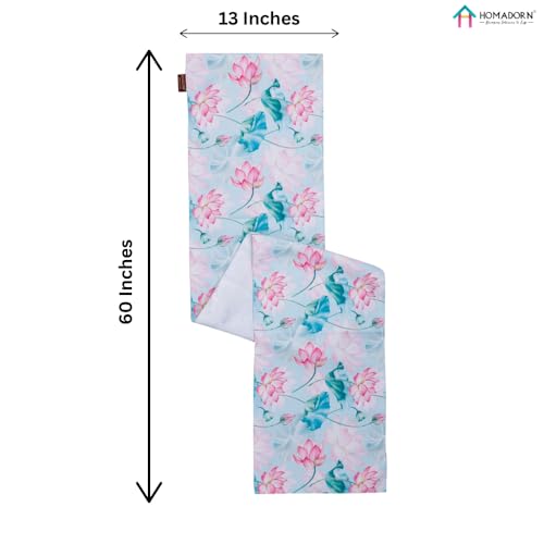 Image of HOMADORN Premium Digital Printed Table Runner - Double Layered Durable Fabric, Elegant Dining & Coffee Table Decoration, Fade-Resistant Prints, Easy Care (13X60 Inches ( 4 Seater), Lotus Lagoon)