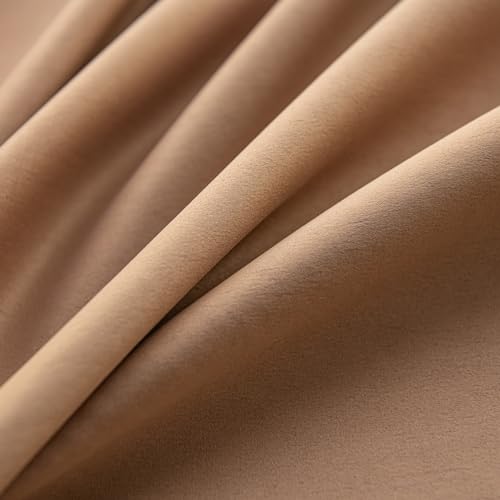 Image of Windows Coffee Blackout Curtains 63 inches Long 2 Panels Set Grommet Blackout Drapes Energy Saving Noise Reducing Thermal Insulated for Bedroom Living Room Nursery