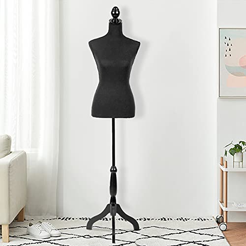 Cl.store Height Adjustable Mannequin Half Body Torso Stand,Medium Size 60-67 H Female Dress Form Manaquine Women,Manikin Female Pinnable For Sewing Clothing Display,Wblack Tripod Stand #TOP4