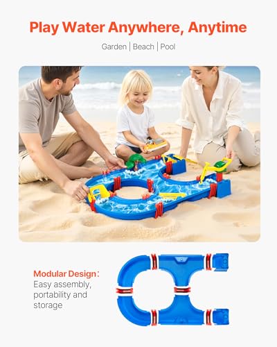 Image of VEVOR Water Table for Toddlers, Kids Activity Play Waterway, Outdoor Summer Water Park Playset with 39PCS Accessories for Backyard Lawn Beach, Activity Sensory Play Table for 3+ Years Boys Girls