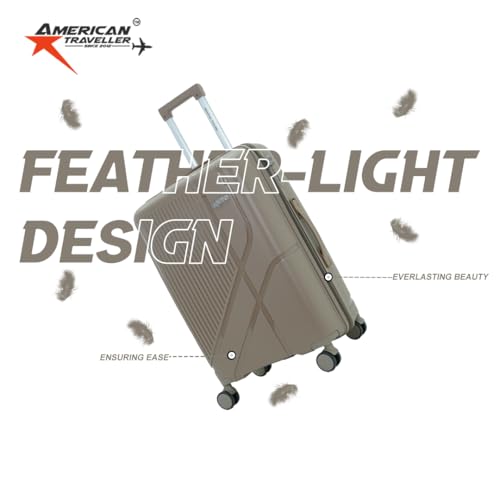 Image of AMERICAN TRAVELLER Poineer Trolley Bag - Expandable Travel Luggage Bag | Large Polypropylene Hardshell, Expandable, 8 Disc Wheels, TSA Type Lock