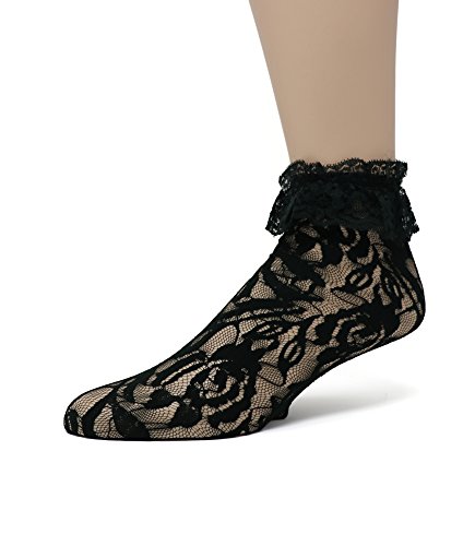 Image of EMEM Apparel Women's Lace Anklet Socks with Ruffle