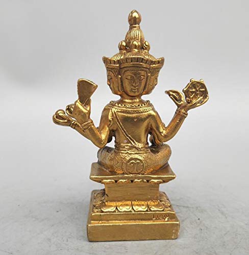 Statue de Bouddha à Quatre Visages en Laiton Pur H3TF5J - 3
