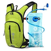 Nepest Trinkrucksack 8L - Fahrradrucksack & Skirucksack mit 2L Trinkblase | Ideal für MTB, Laufen & Skifahren | Verstellbarer Brust & Taillengurt mit Sicherheitspfeife - Grün