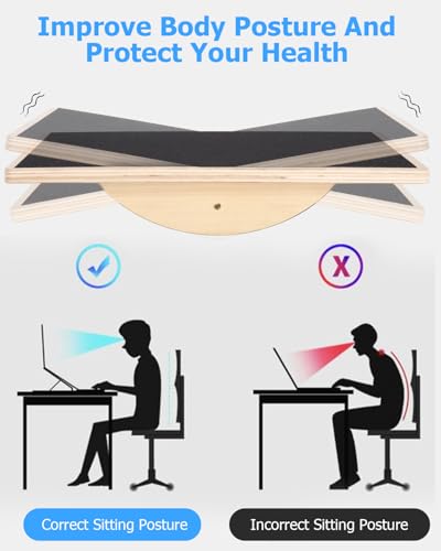 Zofory Rutschfestes Balance Board, Balance Board aus Holz für Erwachsene, Gleichgewichtstrainer für das Training der Rumpfmuskulatur, Stabilitätstraining und Dehnübungen für die Beine