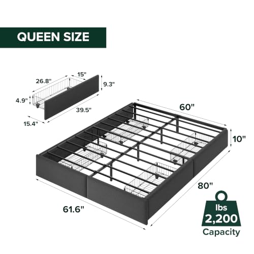 Image of Zinus Maya Platform Bed Frame, Four Underbed Storage Drawers, Queen