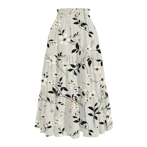 Gingham Skirt for Women High Waist A-Line Maxi Skirt Flowy Long Skirt Summer2