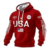 American 250Th Anniversary Shirt,Men's Usa Patriotic Hoodies Waffle Usa Flag American Sweatshirts 250Th Anniversary 1776-2026 Hoodie Pullover Shirts Casual Fashion Sports Muscle Sweatshirt Red
