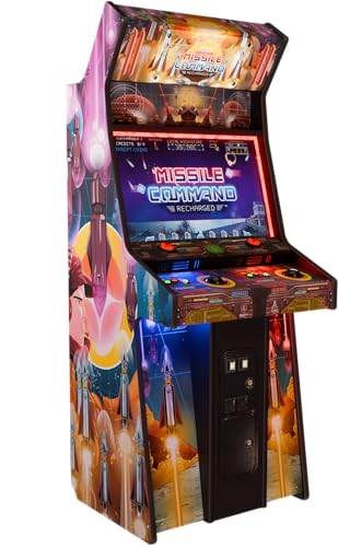 Missile Command Recharged Pro Arcade Machine – 2-Player Upright Arcade Cabinet with Trackball Controls, Big Red Button, DEFCON Mode, 32" HD Screen, LED Lighting, Classic Arcade for Home or Game Room