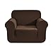 CHUN YI 1-Piece Jacquard High Stretch Armchair Arm Chair Slipcover, Polyester and Spandex 1 Seater Cushion Couch Cover Coat Slipcover, Furniture Protector Cover for Sofa and Couch (Chair, Chocolate)
