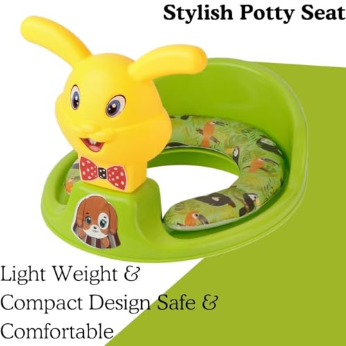Image of Nabhya Kids Toilet Trainer Baby Potty Seat With Rabbit Handle And Back Support Toilet Seat For Girls & Boys (Green)