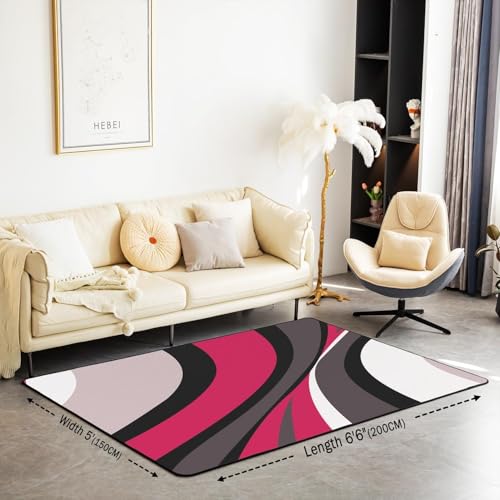 Tapis de salon lavable et antidérapant à texture géométrique pour chambre - 4