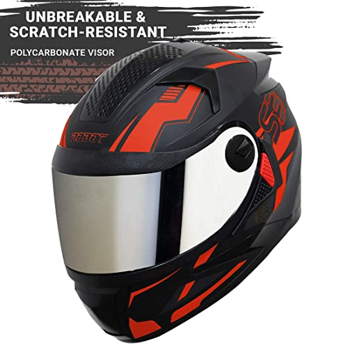 Image of Steelbird SBH-17 Terminator ISI Certified Full Face Graphic Helmet in Matt Finish with Chrome Visor