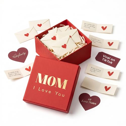 STOFINITY 60 Love Notes for Mom, Red Keepsake Gift Box