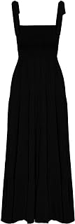 kinstell Women's Summer Boho Spaghetti Strap Square Neck Ruffle Casual Flowy Long Dress Beach Swing Party Maxi Dress