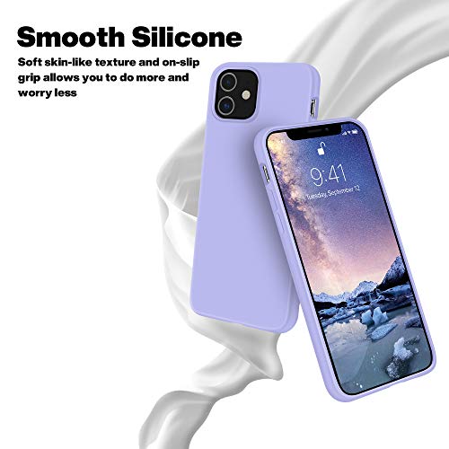 Otofly Compatible With Iphone 12 Case And Iphone 12 Pro Case 6.1 Inch(2020),[Silky And Soft Touch Series] Premium Soft Liquid Silicone Rubber Full-Body Protective Bumper Case (Light Purple) #TOP2