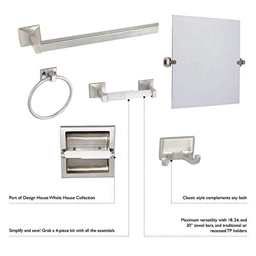 Image of Design House 24 in Millbridge Towel Bar, Standard Wall Mount, Concealed Screws, Easy Installation, Polished Chrome, 25.8 in L x 1.8 in W x 3.1 in H, Item 533026