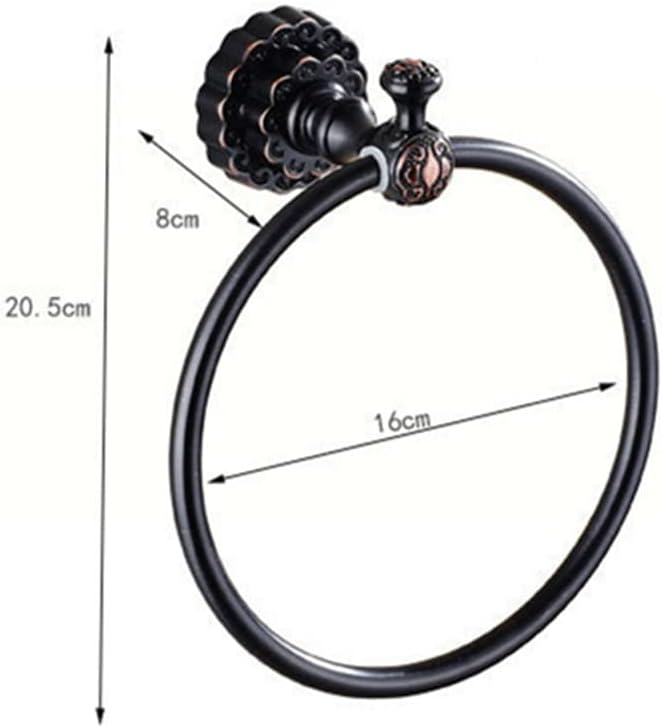 LSLYTQ Towel Rings, Solid Brass Black Towel Holder, Bath Shelf, Towel Rack Hangers, Luxury Bathroom Accessories Wall Mounted