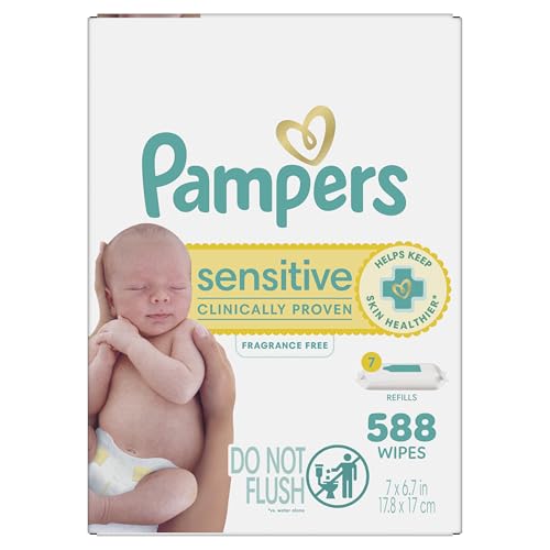 Pampers Baby Wipes Sensitive, Water Based Wipes, Hypoallergenic and Unscented