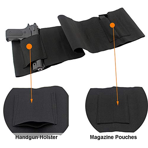 Depring Belly Band Holster For Concealed Carry Elastic Abdominal Slim Wrap Concealment Handgun Holster With 2 Magazine Pouches For Right And Left Hand Draw #TOP2