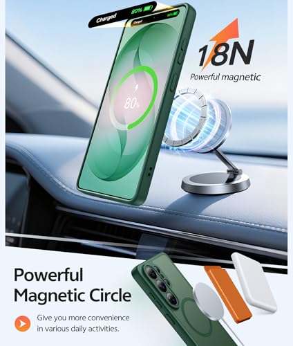 Image of FNTCASE for Samsung Galaxy S26-Ultra Case: [Fit for Magsafe] [Full Camera Protection] Translucent Matte Cases with [Screen Protector] Military Grade Shockproof Protective Phone Cover - Green