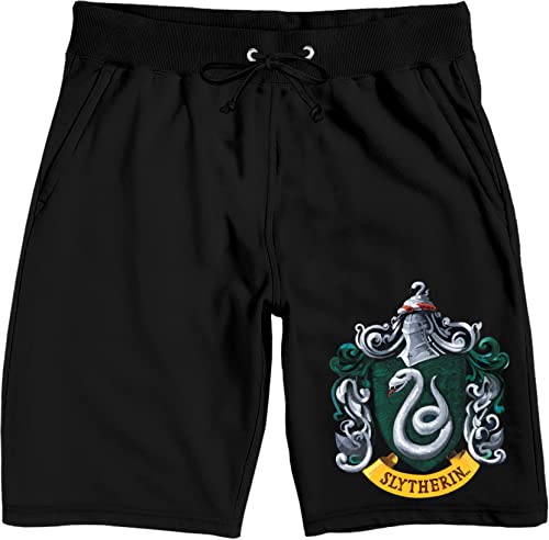 Bioworld Harry Potter Slytherin House Shield Men's Black Sleep Pajama Shorts