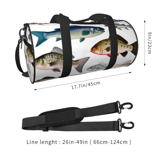 Travel Duffle Bag Weekender Bags for Men Women with Shoe Compartment Large Capacity Weekender Overnight Bag Different Fish Carry On Tote Bags Sport Gym Bag for Travel Yoga, Black, One Size2