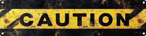 Horienteeon Vintage Caution Sign 10x40cm Retro Metal Sign for Home Street Garage Bar Farm Garden Indoor/Outdoor Use Plaque