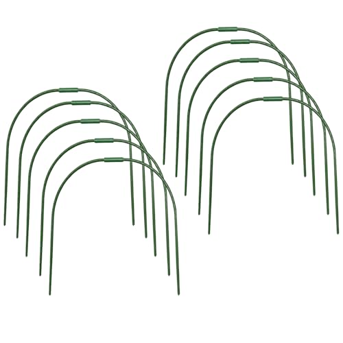 JIEBWCHA Gartenreifen für Reihenabdeckung, 10 x Reifen für Gartennetz, rostfreie Beschichtung, Pflanzenstützpfähle für Frostschutz, Sämling, Aushärten