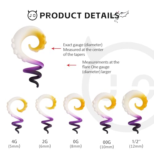 JOYTOYOU 2 peças de alargadores de orelha de vidro alargadores de orelha expansores espirais coração