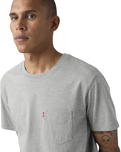 Levi's Herren T-Shirt Classic Pocket mit Brusttasche, Standard Fit, Grau (Mid Tone Grey Heather), S – Ansicht 3