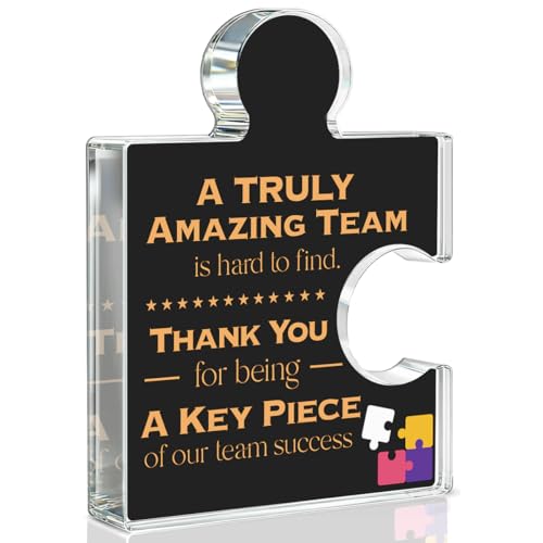 Teams Thank You Appreciation Gifts for Coworkers Colleagues Employees, Teamwork Gift Best Team Ever Gifts a Truly Amazing Team Is Hard to Find Acrylic Puzzle Piece Plaque Office Decor, Black