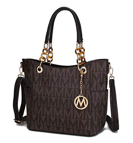 MKF Collection Shoulder Bag for Women, PU Leather Pocketbook Top-Handle Crossbody Purse Tote Satchel Handbag Chocolate