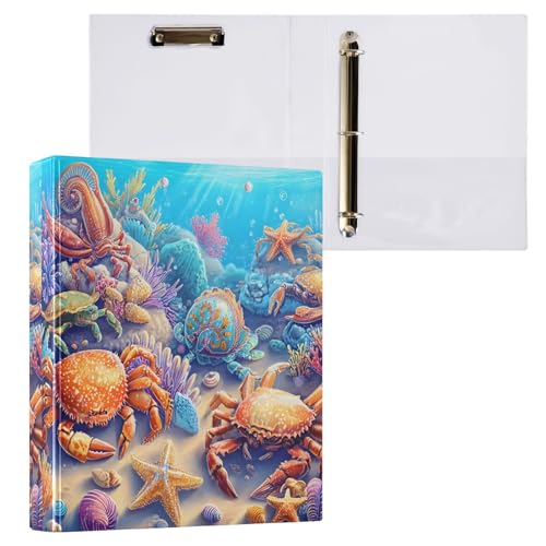 ALAZA Marine Crab Ocean 3 Ring Binder Holds of 200 Sheets Fits Letter Sized Paper D-Ring Organizer for School Home Work Office Supplies 1 Pack
