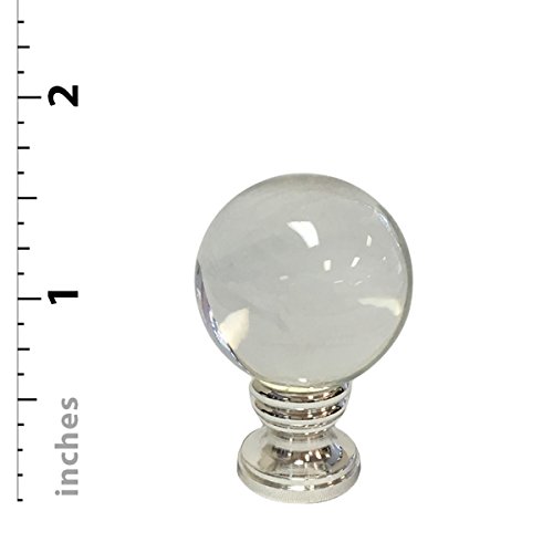 Royal Designs, Inc. Clear Crystal Ball 1.6" Lamp Finial For Lamp Shade, Polished Silver Base #TOP3