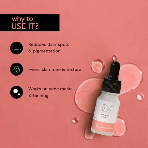 Image of Deconstruct Skin Clearing Face Serum with 5% Niacinamide and 2% Alpha Arbutin | Reduces Pigmentation, Dark Spots, Marks| Brightens & Improves skin texture | Gentle & Effective face serum | 10 ml