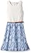 As U Wish Big Girls' Belted Sleeveless Dress with Chambray Prt Bottom