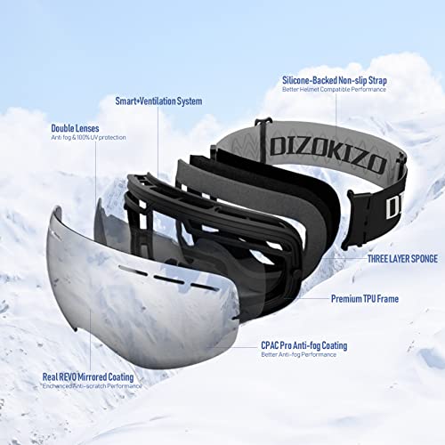 Image of Ski Goggles Anti Fog UV Protection Double Layer Spherical Lens Snow Snowboard Goggles for Women Men Youth