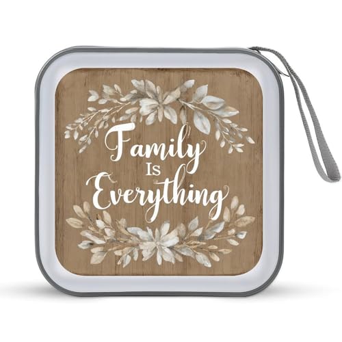 DuduYH Beige Wood Leaves Rustic Farmhouse CD Case DVD Storage Case Portable for Car Home Travel