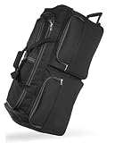 DK Luggage Travel Bag Wheeled Holdall Suitcase XXL 40" with 3 Wheel Black