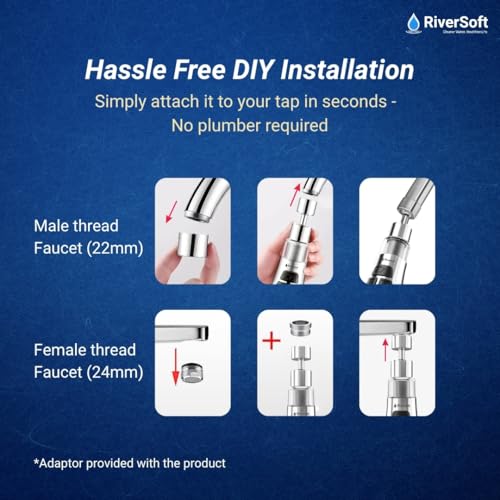 Image of RiverSoft ECOBLU EDGE EB-05 720 Rotating Kitchen Tap Filter | 3-Mode Anti-Splash Tap Extender for Kitchen & Home Sink | High-Pressure Water Saver Nozzle with Stainless Steel Filter