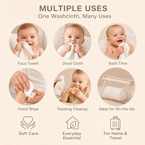 Image of Lion bear 10 Pack Reusable Colored Organics Baby Washcloths, Soft Absorbent Organic Cotton Washable Saliva Towel Face Wipes,Face Towel, Natural Baby Wipes for Sensitive Skin (Multicolor)