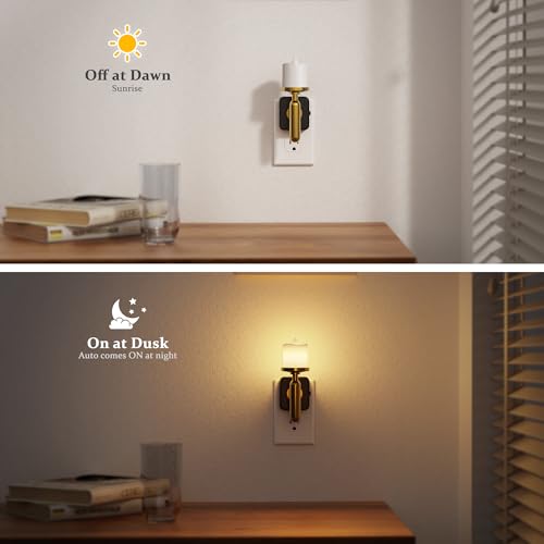 Image of JandCase Candle Night Light, Night Lights Plug into Wall, 3000K Soft White, 0-100LM Adjustable Brightness, Dusk to Dawn Sensor NIghtlight for Dinning Room, Living Room, Bathroom, Hallway
