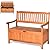 CHEFJOY 33 Gallon Outdoor Bench with Storage, Wooden Patio Deck Box with Removable Lining & Portable Handles & Backrest & Armrests, Patio Storage Bench for Porch Park Yard Backyard Balcony Poolside